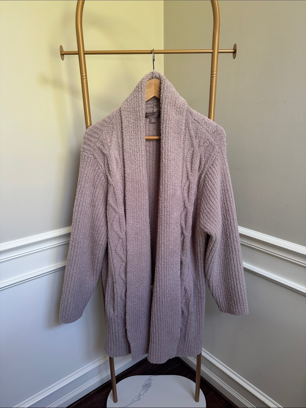 Barefoot Dreams CozyChic Cabin Cable Cardigan Taupe